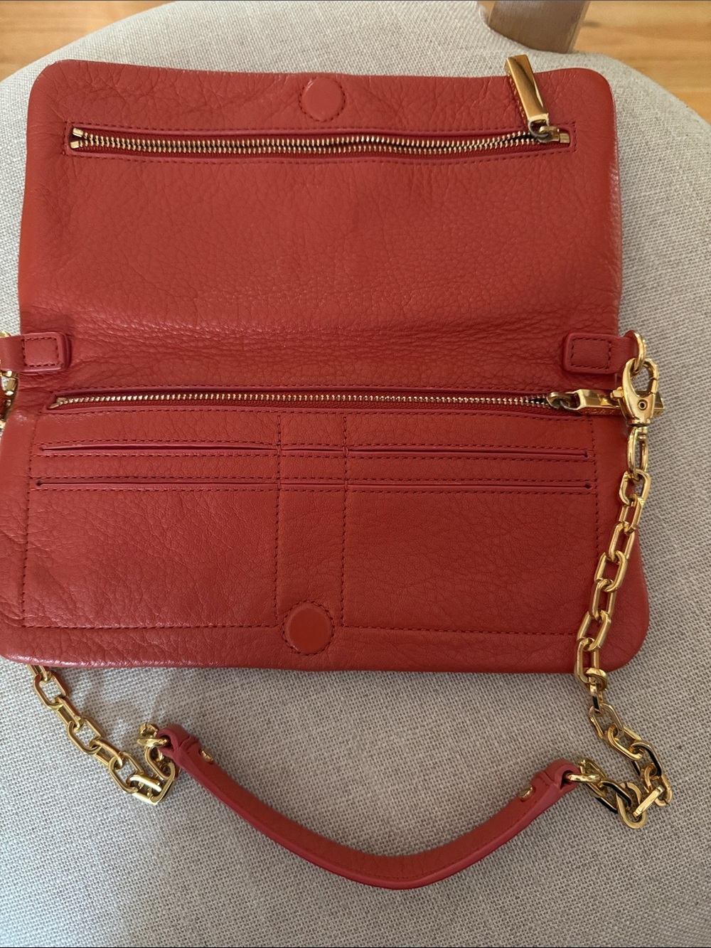 Tory Burch peach/ orange  Leather Chain Crossbody